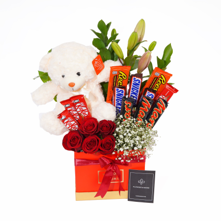 Box roses and bear - buy and send flowers in Amman,Jordan