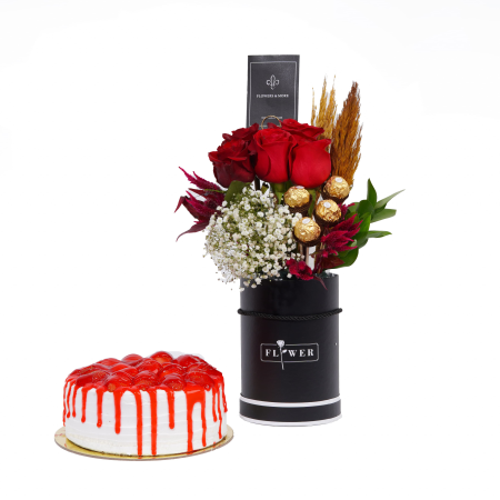  flower box + cake - Added By Flowers & More
