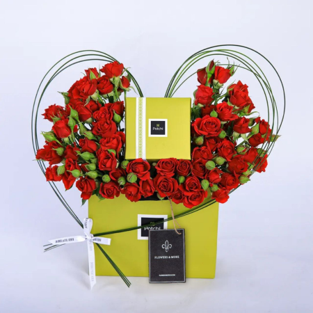 Patchi heart with roses - buy and send flowers in Amman,Jordan