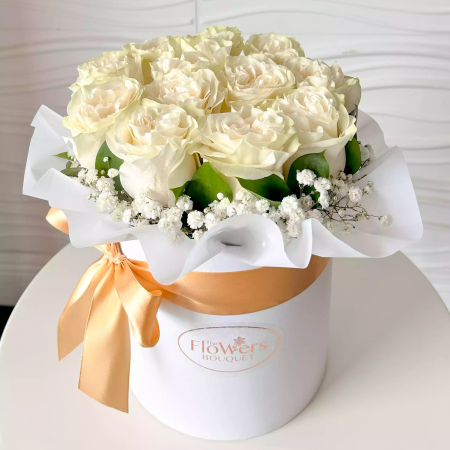 Elegant White Rose Birthday Gift Box